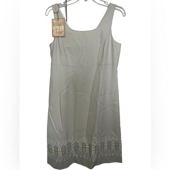 Tommy Bahama Beige Chalk 100% Silk Coastal Grandmother Floral A-Line Shift Dress - Picture 1 of 9